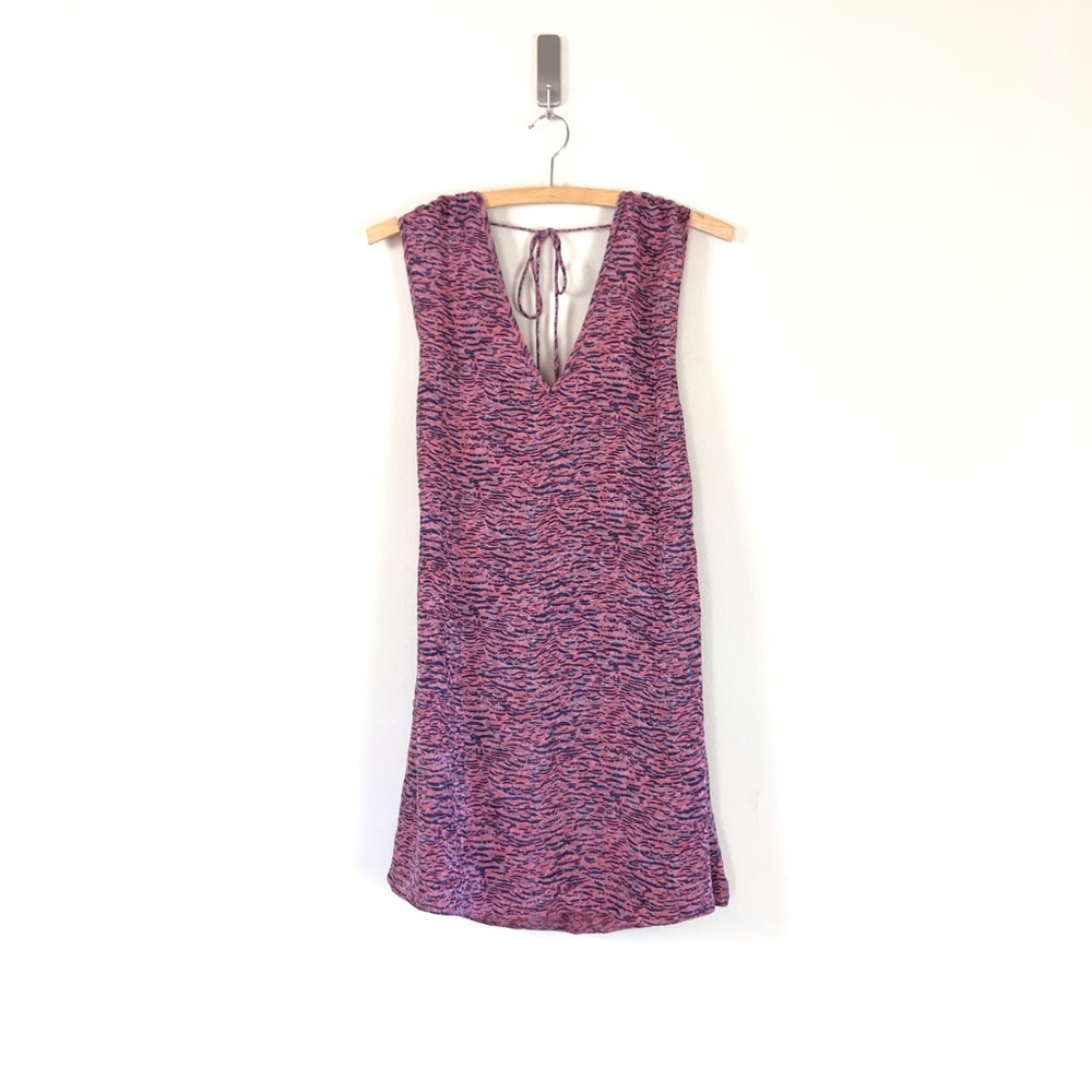 designer silk mini dress open side bust open back sheath dress abstract print - Picture 7 of 11